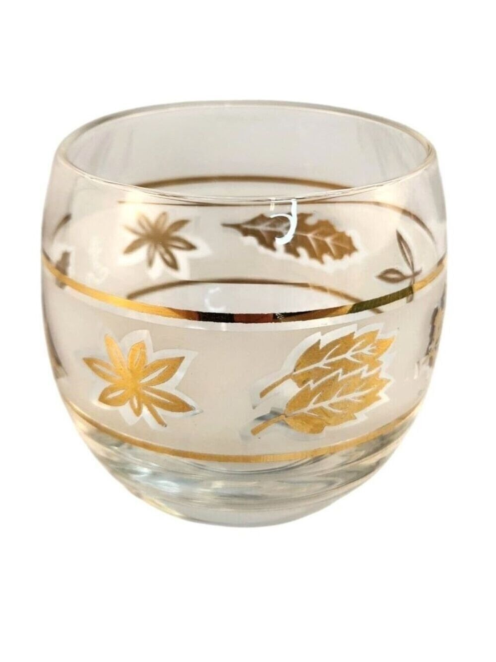 Culver Starlyte Roly Poly Lowball Old Fashioned Glasses Frosted Band Design Mid